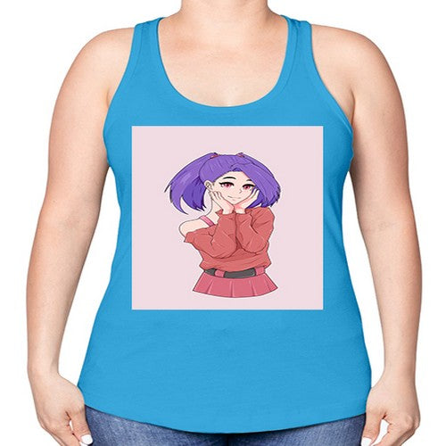 Cute girl with cute pose 138# - anime -Racerback Tank