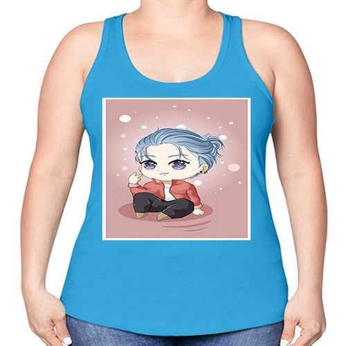 Cute little boy silver hair 78# - anime -Racerback Tank