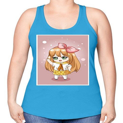 Cute little girl yellow hair wearing uniform 130# - anime -Racerback Tank