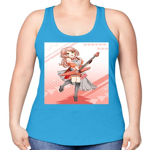 Cute rock star girl with guitar game 17# - anime -Racerback Tank