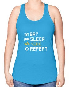 Eat sleep code repeat 49# - computer -Racerback Tank