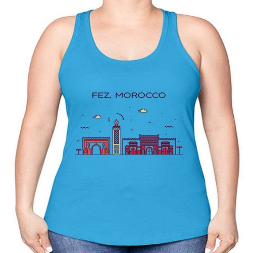 Fez 720# - cities -Racerback Tank