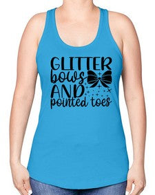 Glitter bows and pointed toes 130# - ballet -Racerback Tank