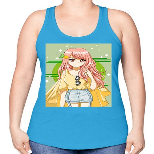 Happy and cute yellow blouse in summer holiday 43# - anime -Racerback Tank