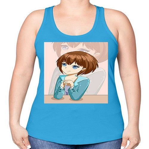 Happy beautiful and elegant girl brown hair 36# - anime -Racerback Tank