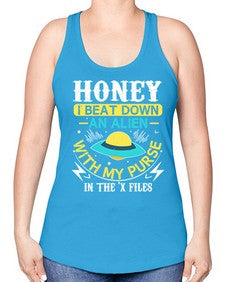 Honey i beat down an alien 4# - ufo -Racerback Tank