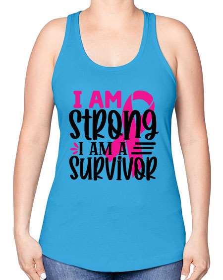 I Am Strong I Am a Survivor 19# - breast cancer -Racerback Tank