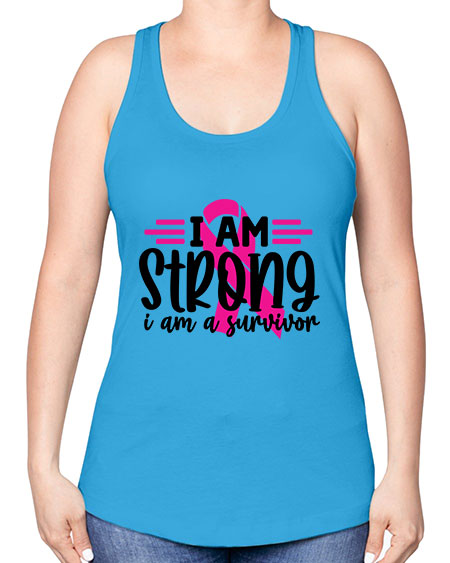 I Am Strong I Am a Survivor 20# - breast cancer -Racerback Tank