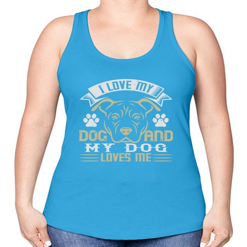 I Love My Dog and my Dog Loves me Style 191# - dogs -Racerback Tank