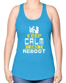 Keep Calm and reboot 27# - computer -Racerback Tank