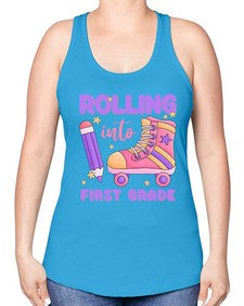 Rolling into first Grade 785# - first grade -Racerback Tank