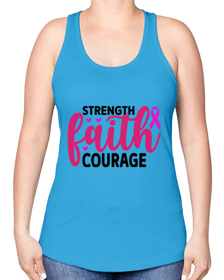 Strength Faith Courage 8# - breast cancer -Racerback Tank
