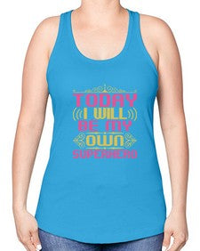 Today i will be 255# - cartoon super hero -Racerback Tank