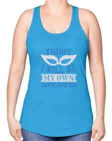 Today i will be my 256# - cartoon super hero -Racerback Tank