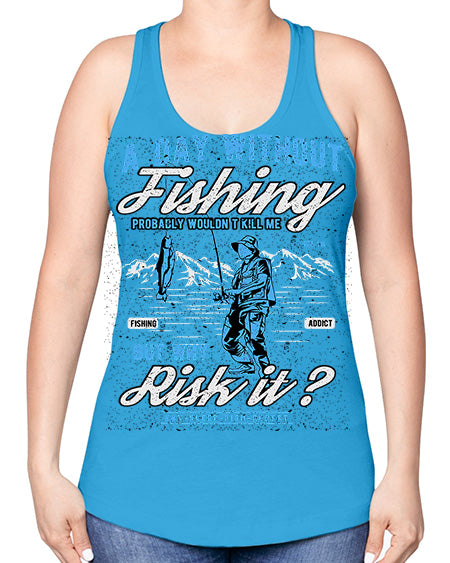 a day without fishing cs 68# - shark-fish -Racerback Tank
