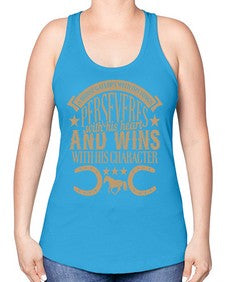 a horse gallop with his lungs perseveres with his heart - horse -Racerback Tank