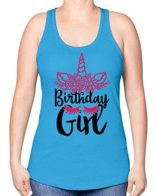 birthday girl 60# - unicorn -Racerback Tank