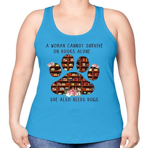 books and dogs alone 62# - dogs -Racerback Tank