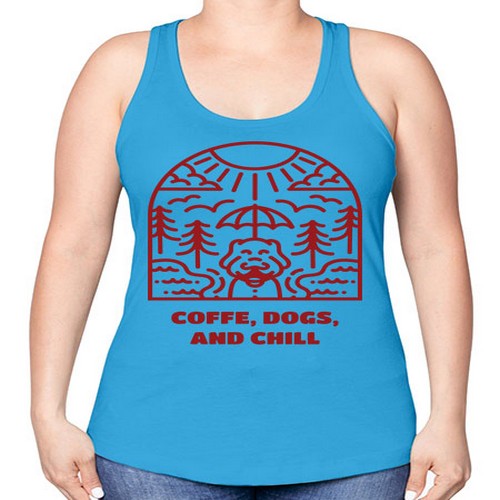 coffee, dogs, and chill 70# - dogs -Racerback Tank