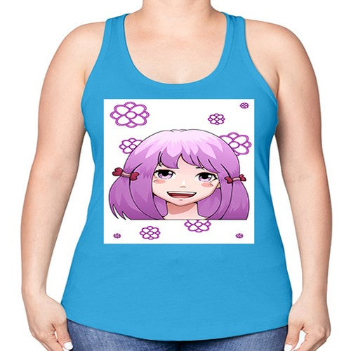 cute ponytails purple hair girl 63# - anime -Racerback Tank