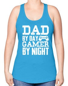 dad by day gamer by night 68# - video games -Racerback Tank