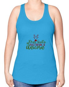 dear santajust bring a unicorn 93# - unicorn -Racerback Tank