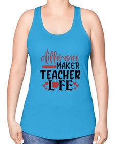 difference maker teacher life Style 119# - teacher -Racerback Tank