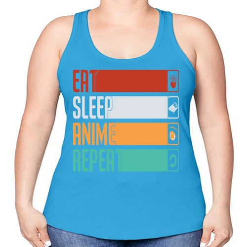 eat sleep anime repeat225# - anime -Racerback Tank