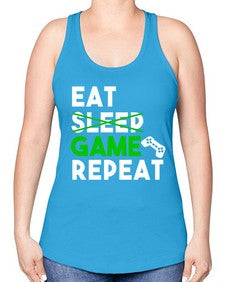 eat sleep game repeat 78# - video games -Racerback Tank