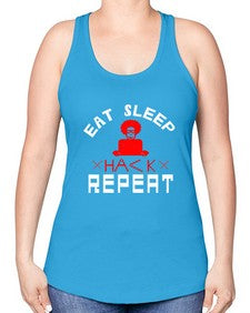 eat sleep hack repeat 48# - computer -Racerback Tank
