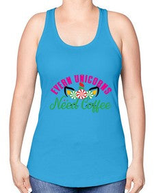 evern unicorns need coffee 126# - unicorn -Racerback Tank