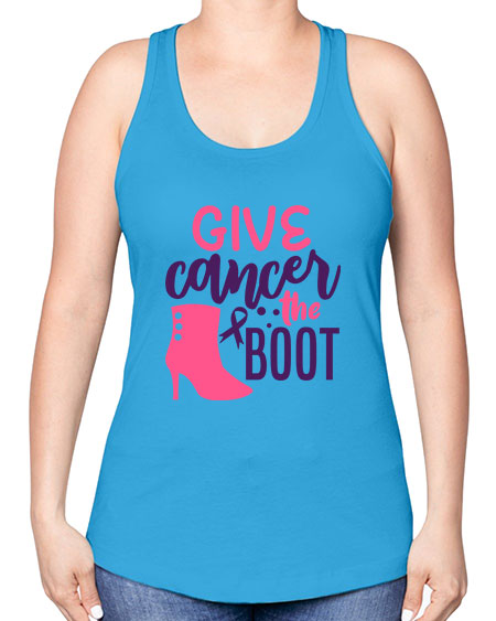 give cancer the boot Style 1# - breast cancer -Racerback Tank