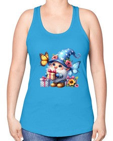 gnome with butterfly 03# - gnome -Racerback Tank