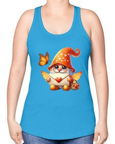 gnome with butterfly 06# - gnome -Racerback Tank