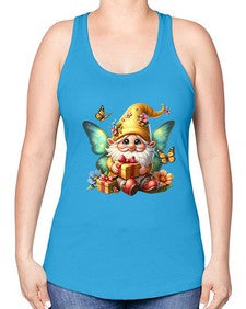 gnome with butterfly 07# - gnome -Racerback Tank