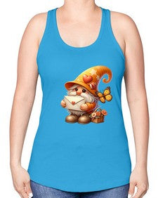gnome with butterfly 09# - gnome -Racerback Tank