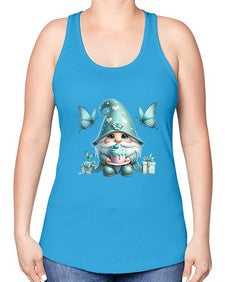 gnome with butterfly 10# - gnome -Racerback Tank