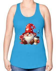 gnome with butterfly 12# - gnome -Racerback Tank