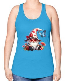 gnome with butterfly 13# - gnome -Racerback Tank