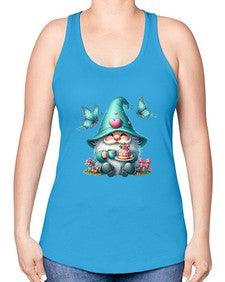 gnome with butterfly 14# - gnome -Racerback Tank