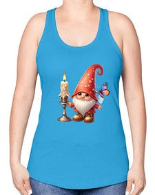 gnome with butterfly 16# - gnome -Racerback Tank