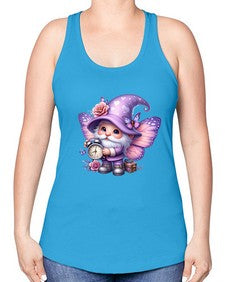 gnome with butterfly 18# - gnome -Racerback Tank