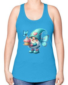 gnome with butterfly 20# - gnome -Racerback Tank