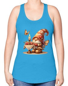gnome with butterfly 21# - gnome -Racerback Tank