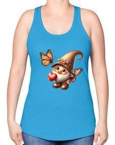 gnome with butterfly 22# - gnome -Racerback Tank