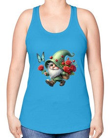 gnome with butterfly 24# - gnome -Racerback Tank