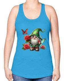 gnome with butterfly 26# - gnome -Racerback Tank