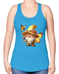 gnome with butterfly 27# - gnome -Racerback Tank