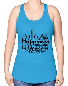 happiness is believing in unicorns 157# - unicorn -Racerback Tank