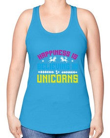 happiness is believing in unicorns 161# - unicorn -Racerback Tank